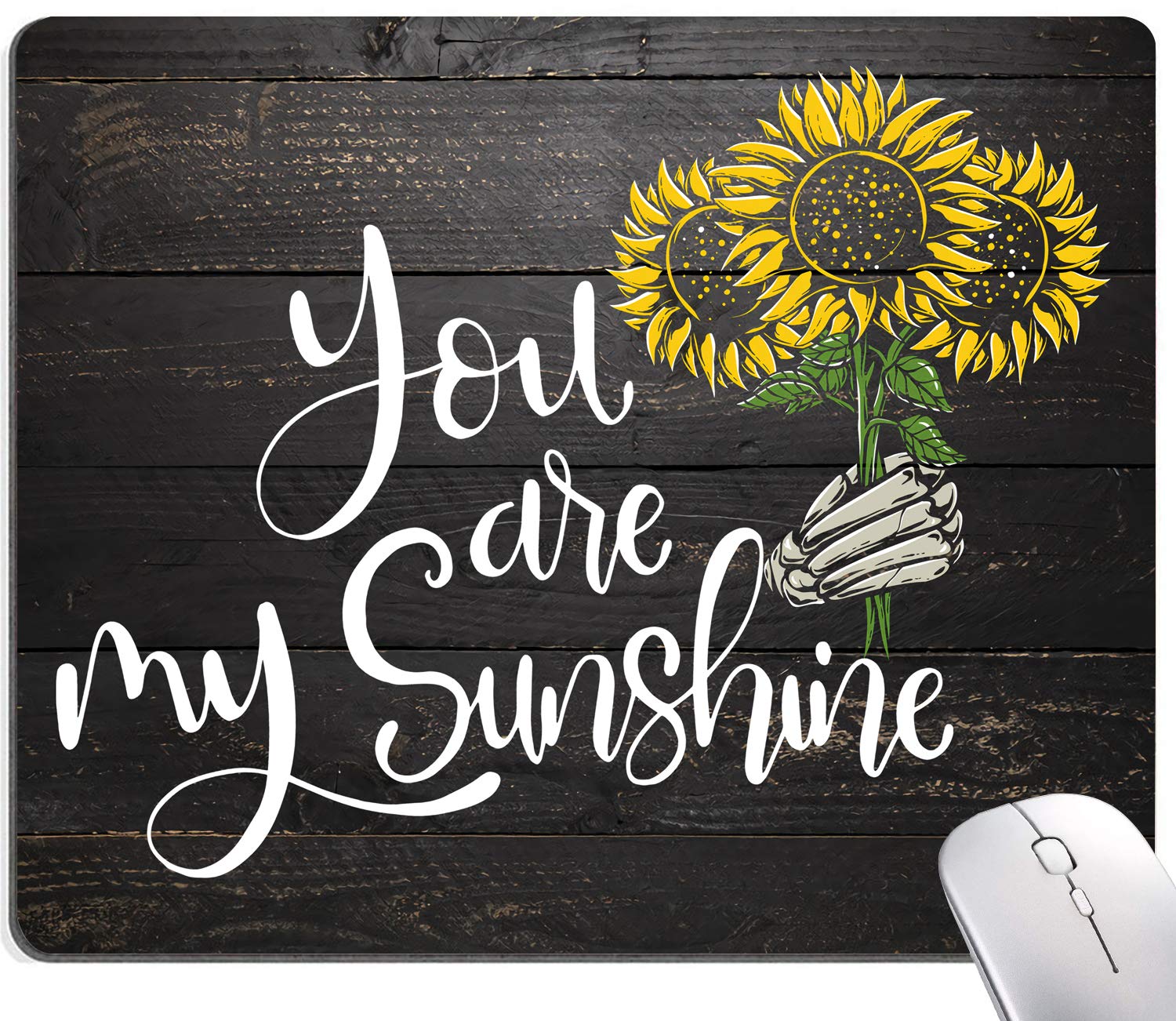 Mouse Pad, Inspirational Quote Mouse Pad, Black Wood Gaming Mouse Mat, Square Waterproof Mouse Pad Non-Slip Rubber Base Mousepad