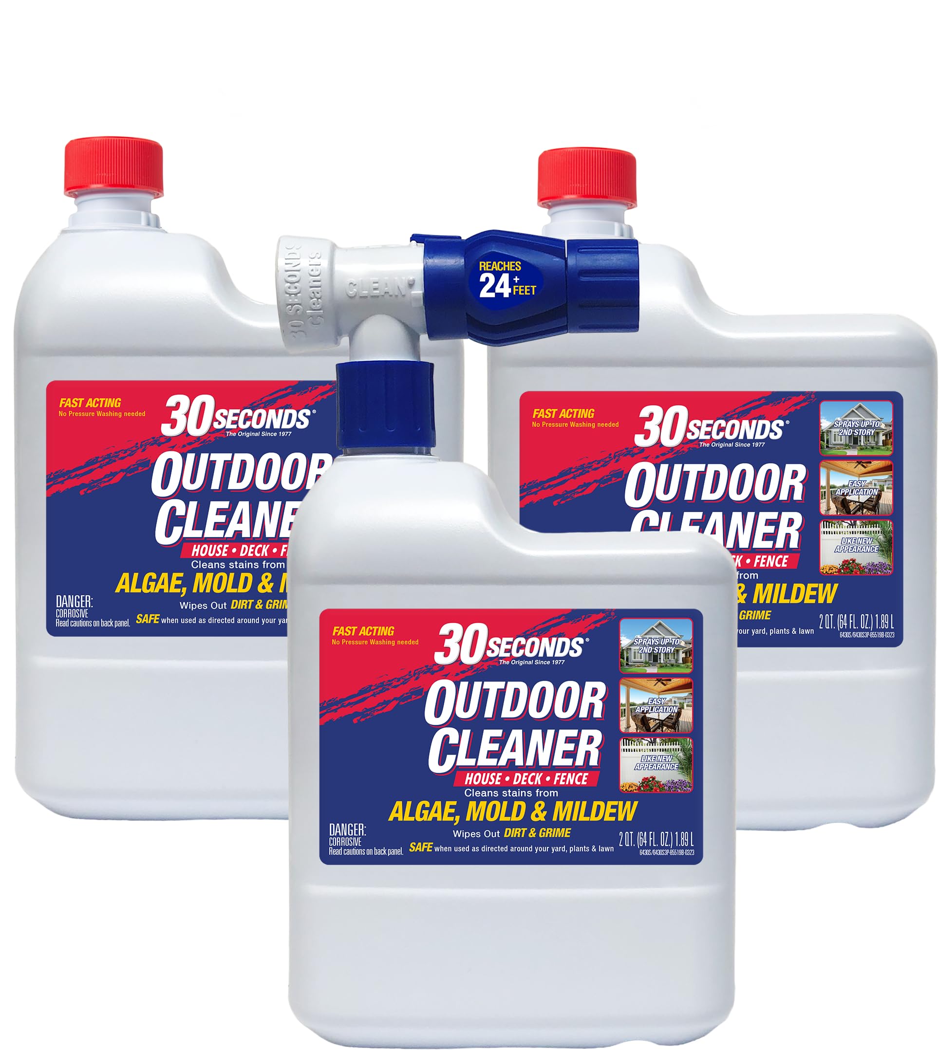 30 Seconds Mold And Mildew Stain Remover | Outdoor Cleaner | Rapid Results, Cleans Algae, Dirt, And Grime From Fences, Siding, C