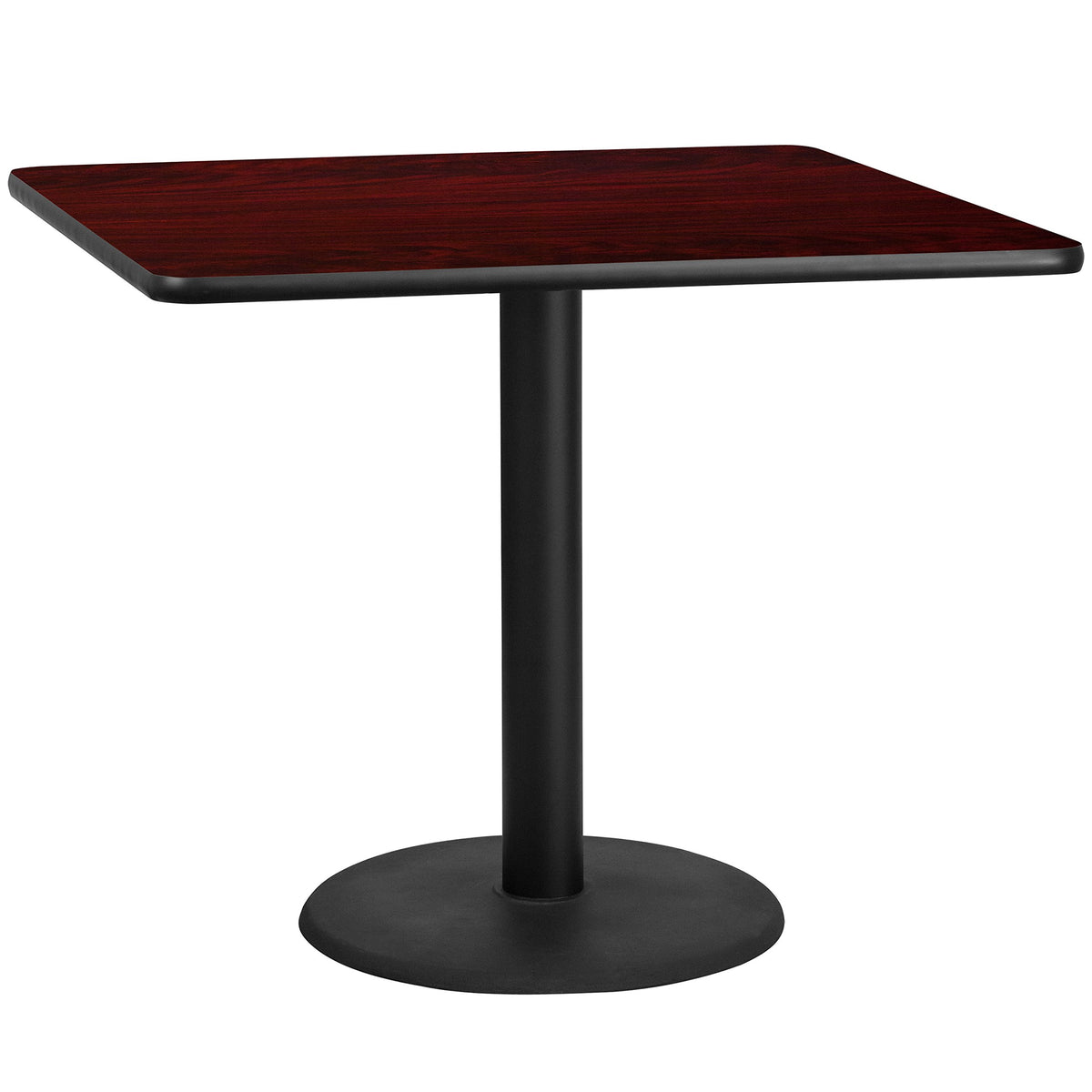 Flash Furniture Graniss 42'' Square Mahogany Laminate Table Top With 24'' Round Table Height Base