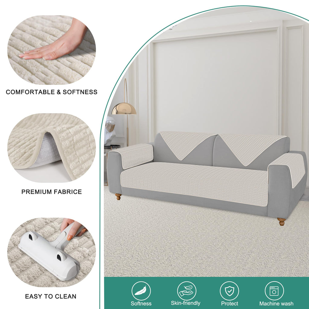 Foxdecor Dog Bed Cover Couch Cover For Pet, Anti-Slip Couch Pads For Sofa Chair Recliner Bed Furniture Protector, 32X82 Inch Cre