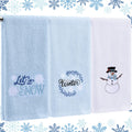 Fanfanwin 3 Pcs Winter Hand Towels for Bathroom Blue Snowflake Hand Towels Let It Snow Embroidered 100% Cotton Soft Absorbent De