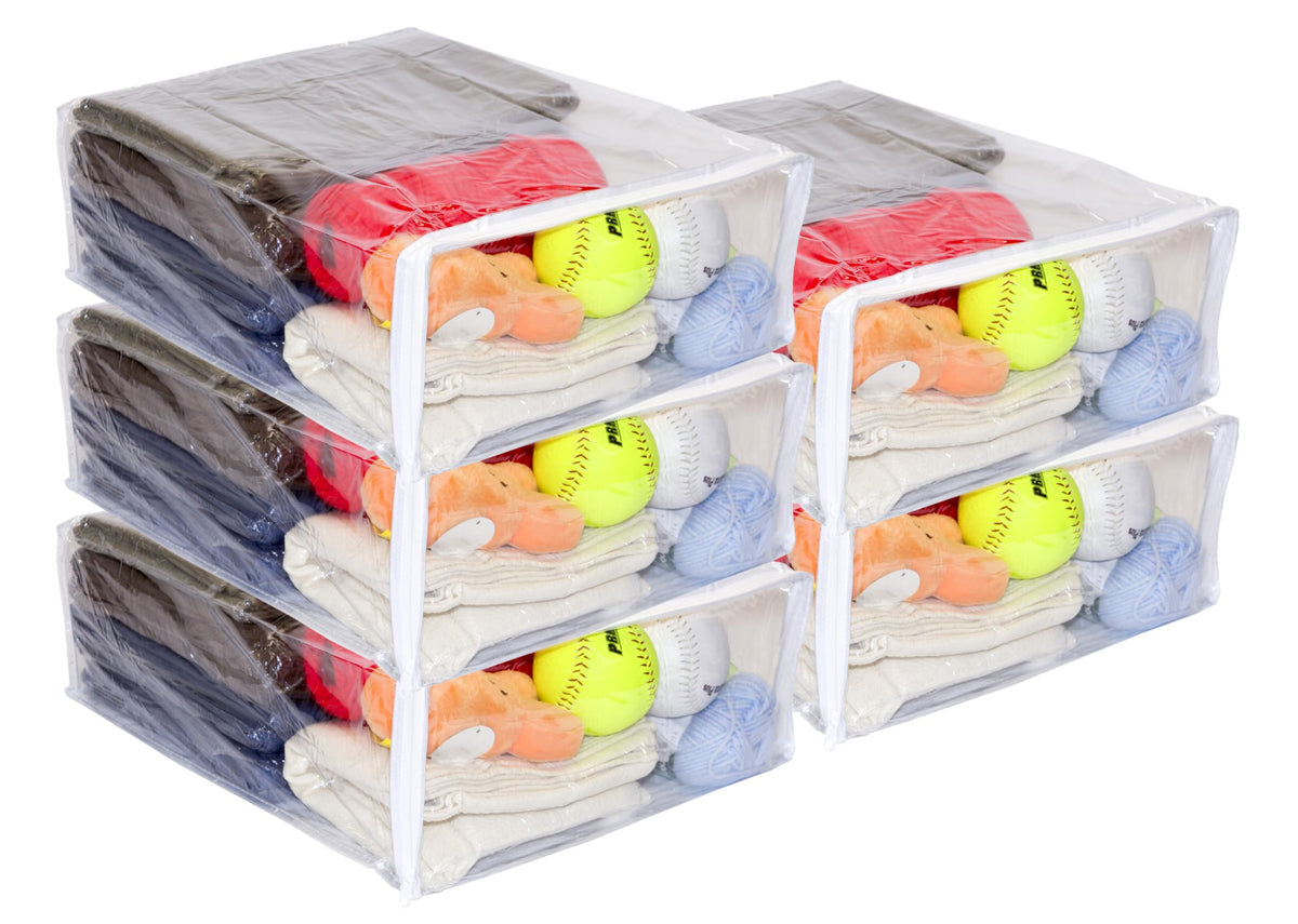 5Pack Clear Vinyl Zippered Storage Bags 15 x 18 x 6 Inch