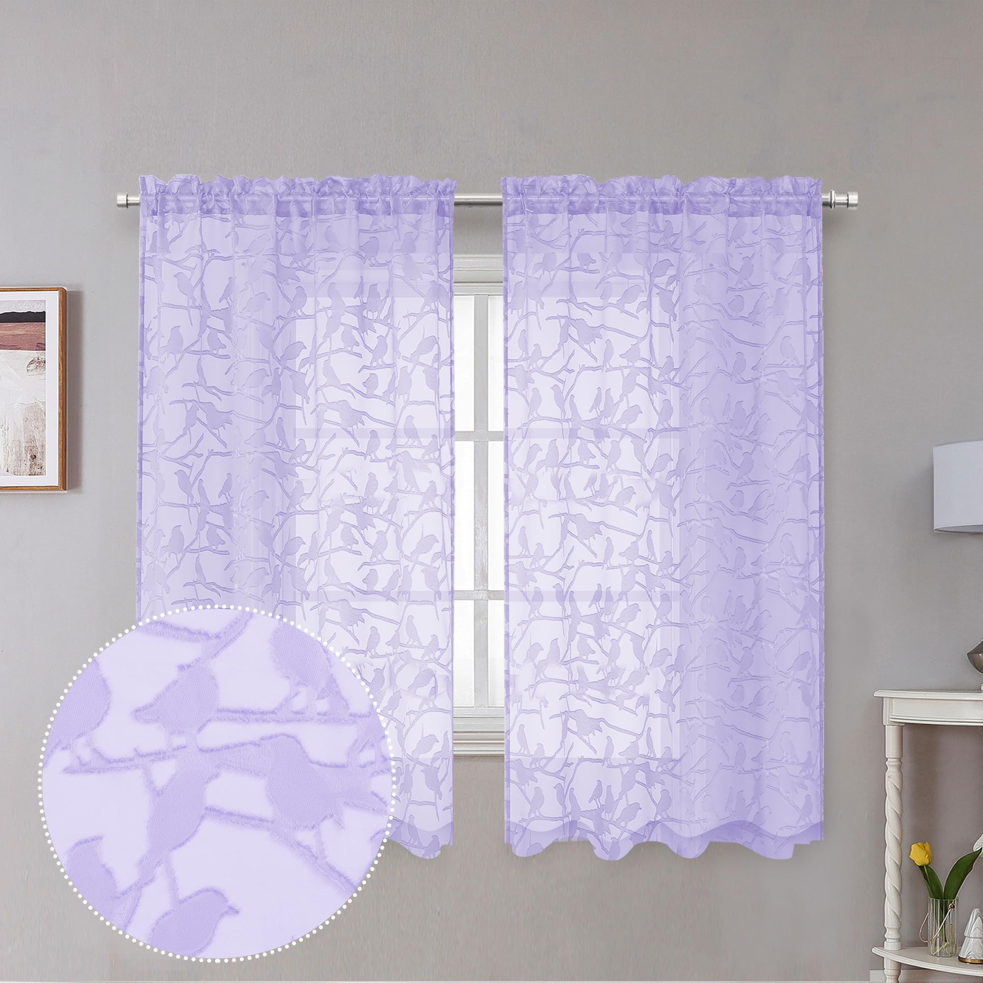 Ovzme Anji Short Sheer Curtains 54 Inch Length 2 Panels, Balance Light & Privacy Clip Textured Small Window Curtain For Bedroom,