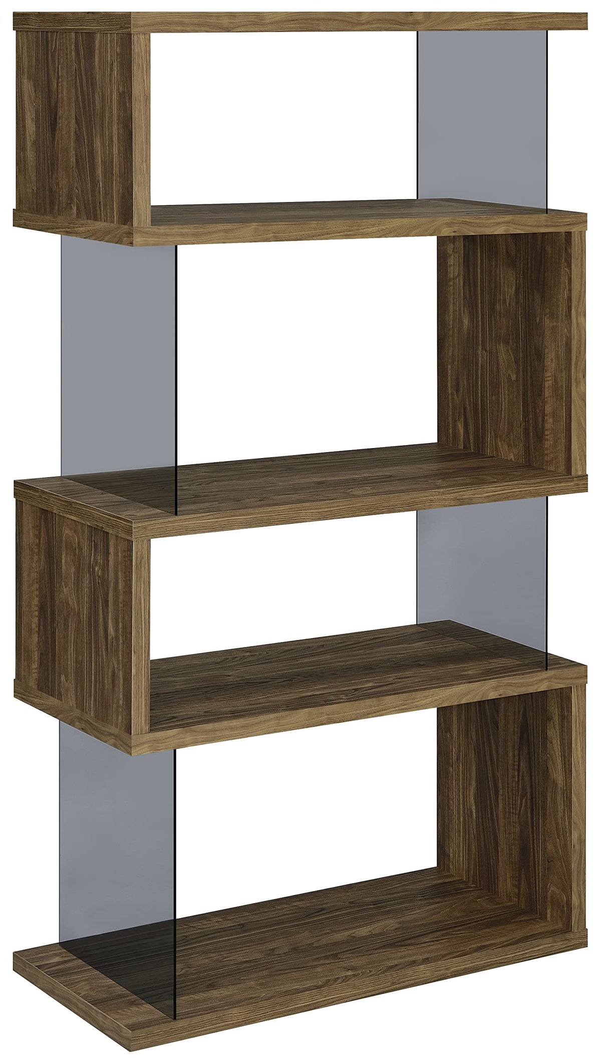 Coaster Home Furnishings Emelle 4-Shelf Bookcase with Glass Panels Aged Walnut