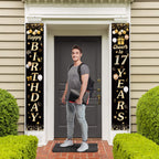 Happy Birthday Cheers To 17 Years Black Gold Yard Sign Door Banner 17Th Birthday Decorations Party Supplies
