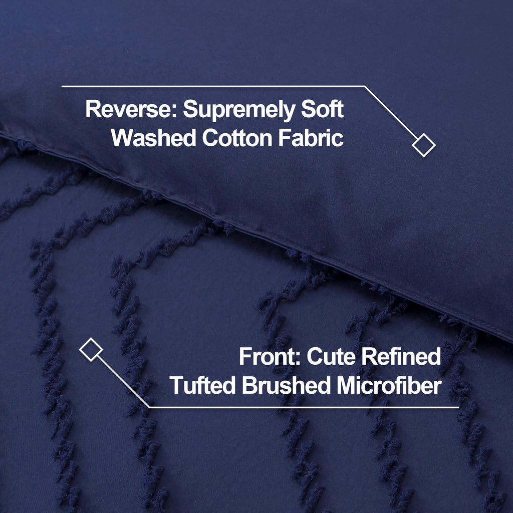 Litanika Navy Blue King Comforter Set, 3 Pieces Lightweight Tufted Bedding Sets, Down Alternative Comforter Fluffy Bed Set Gift