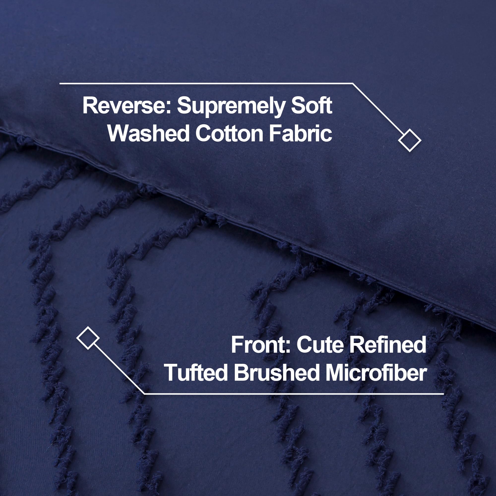 Litanika Navy Blue King Comforter Set, 3 Pieces Lightweight Tufted Bedding Sets, Down Alternative Comforter Fluffy Bed Set Gift