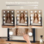 Nusvan Vanity Mirror With Lights,Makeup Mirror With Lights With 9 Dimmable Led Bulbs, 3 Color Lighting Modes Detachable 10X Magn