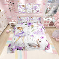 Manfei Ballet Dance Girl Bed Comforter Set Queen Size,Purple Dancing Dress Shoes Super Soft Microfiber Bedding Set For Adults Te