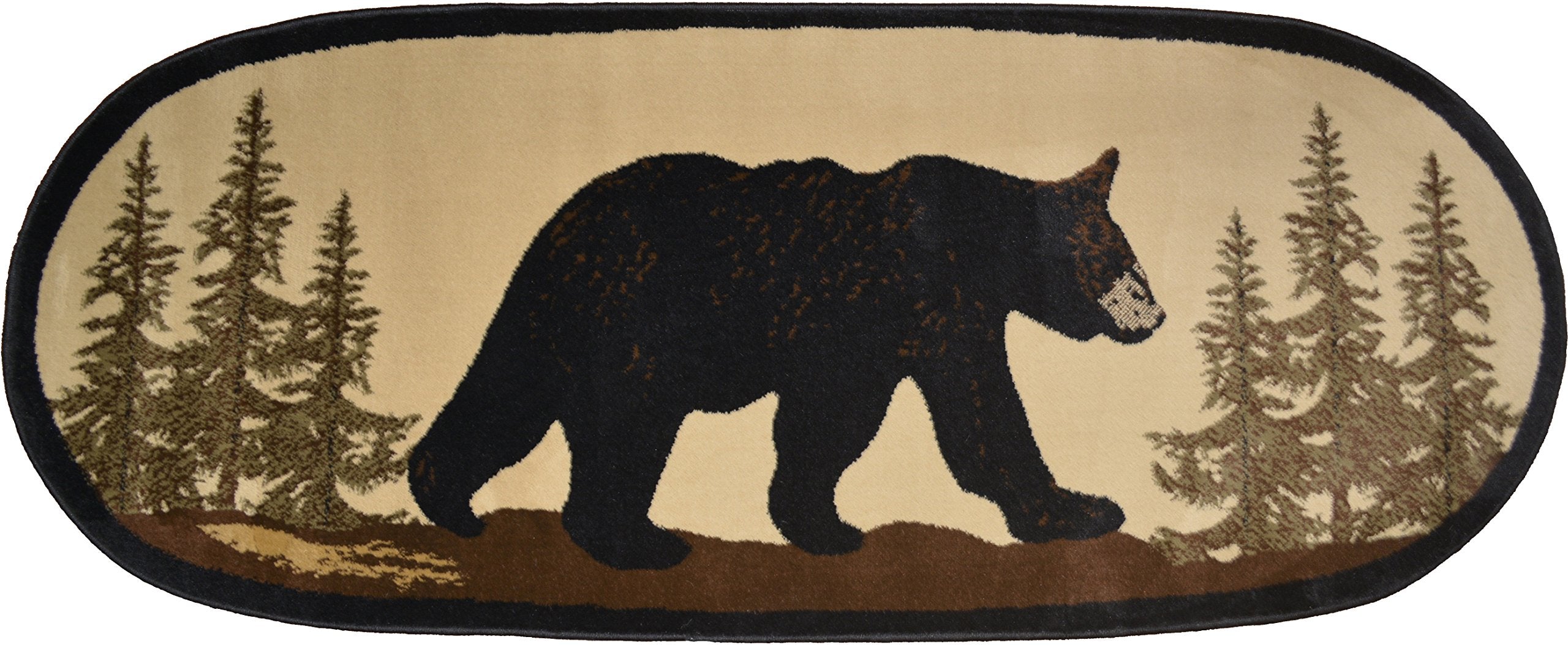 Rug Empire Rustic Lodge Novelty Area Rug, 26'' W x 63'' L, Bear Oval, Multi