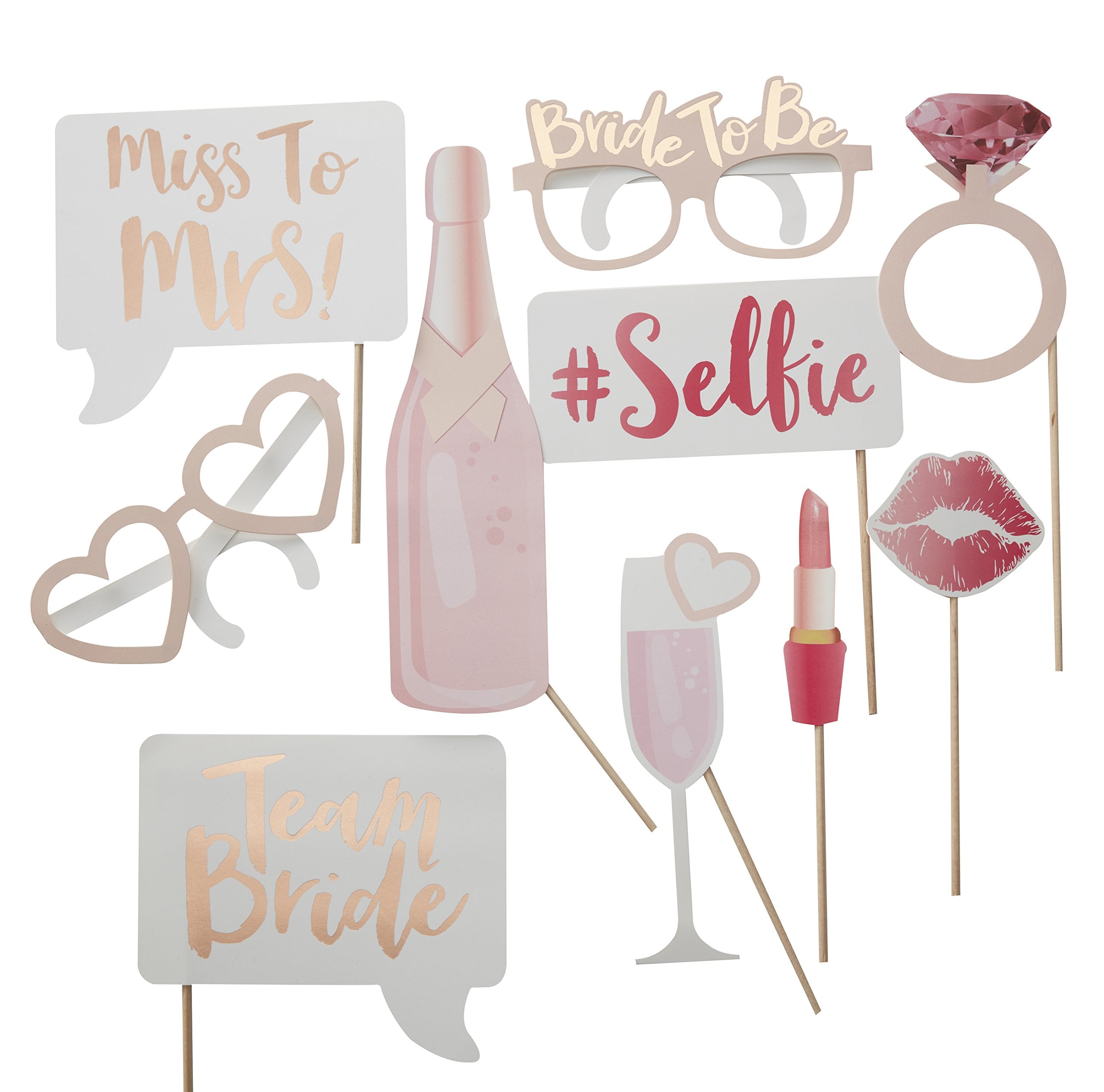 Ginger Ray Hen Party Rose Gold Team Bride Photo Booth Props Alternative Game - Team Bride