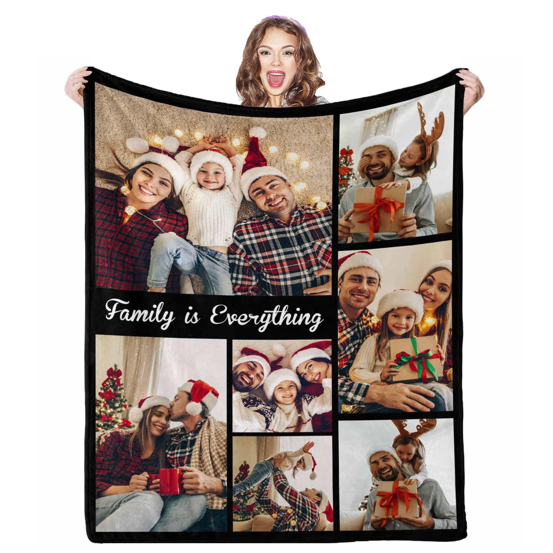Aofun Blankets With Pictures Customized, 7 Photos Personalized Blanket Custom Blanket For Kid Adult Friends Mother Father Person