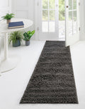 Rugs.com - ber Cozy Solid Shag Collection Rug - 10 Ft Runner Graphite Gray Shag Rug Perfect for Hallways, Entryways