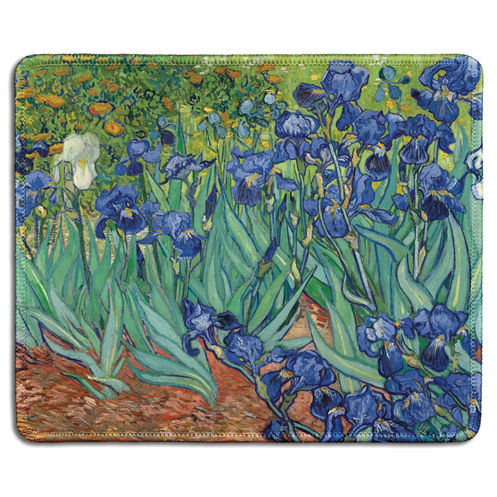 Dealzepic - Art Mousepad - Natural Rubber Mouse Pad With Famous Fine Art Painting Of Irises Flowers 1889 By Vincent Van Gogh - S