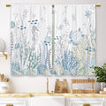 Laifzere Nautical Coastal Kitchen Curtains Ocean Starfish Seashell Small Short Cafe Window Curtains Beach Sea Seashell Rod Pocke