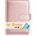 Sooez A6 Notebook Binder, 6 Ring Planner Binder A6 Pu Leather Notebook Binder, Loose Leaf Personal Organizer Binder Cover With M