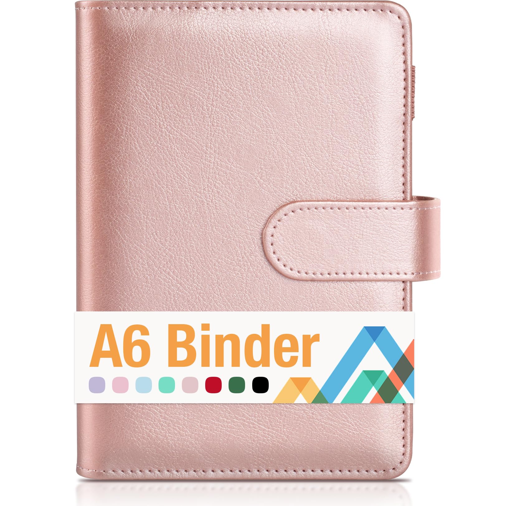 Sooez A6 Notebook Binder, 6 Ring Planner Binder A6 Pu Leather Notebook Binder, Loose Leaf Personal Organizer Binder Cover With M