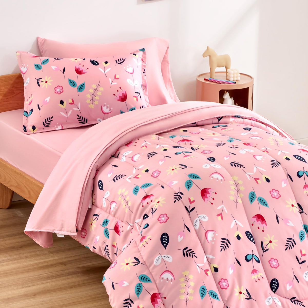 Sleep Zone Kids Bedding Full/Queen Comforter Set - Cute Printed For Boys, Girls, Teens, Super Soft, Fade Resistant (Pink Flower,