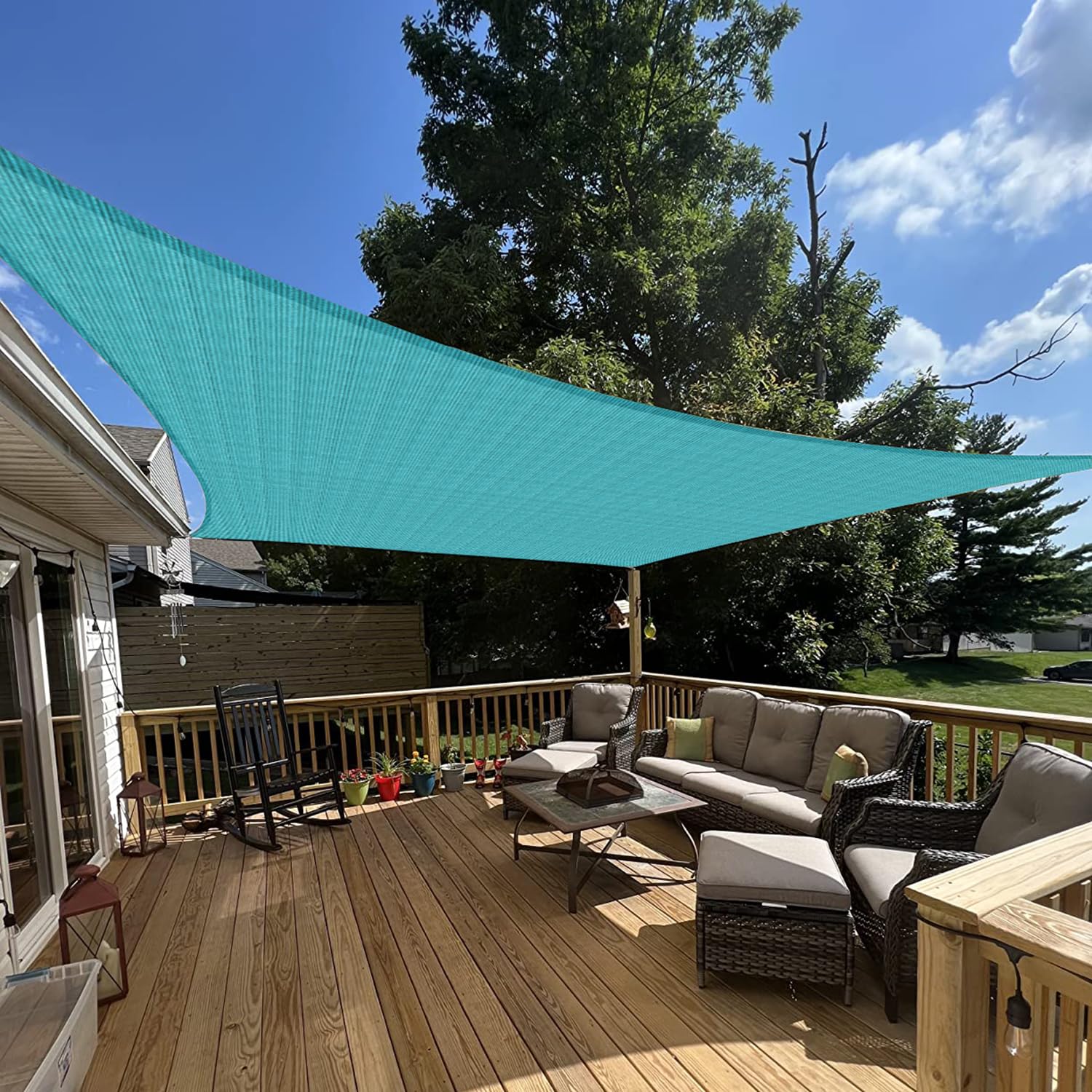 E&K Sunrise 4' X 6' Sun Shade Sail Rectangle Canopy Shade Cover Uv Block For Patio Backyard Garden Outdoor (Turquoise)