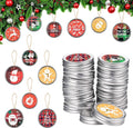 Haooryx 48Pcs Christmas Mason Jar Canning Lid Stickers for Christmas Tree Decorations, Round Self-adhesive Stickers for Metal Bo
