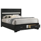 Coaster Home Furnishings Miranda Contemporary Wood Queen Size Storage Panel Bed Frame 50-inch Headboard Black 206361Q