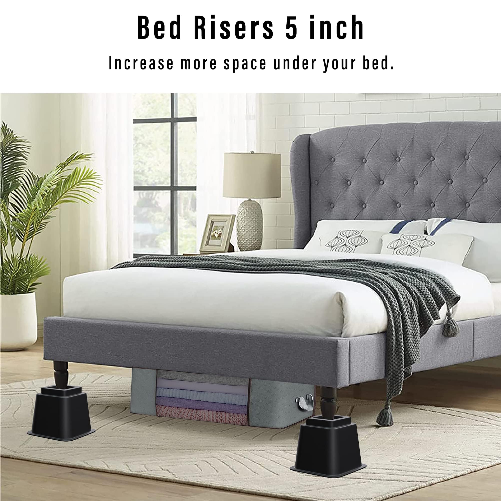 Lufia Bed Furniture Risers Heavy Duty, Elevation In Heights 8, 5 Or 3 Inch, Adjustable Furniture Risers For Sofa, Table, Couch,