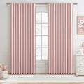 Cute Baby Pink Blackout Curtains 70 Inches Extra Wide Pleated for Grils Bedroom 2 Panels Set, 96 Inch Long Curtain for Sliding G
