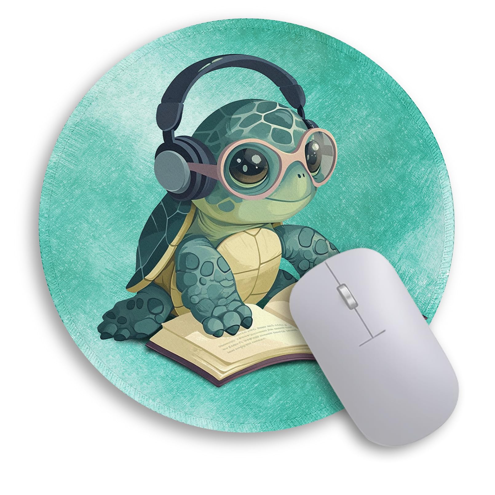 Immaturus Cute Sea Turtle Mouse Pad, Funny Small Mouse Pads For Desk, Round Mousepad For Wireless Mouse Gaming Work Laptop, Mini