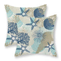 Golianda Nautical Coastal Pillow Covers 20X20 Set Of 2 Beach Themed Ocean Throw Pillows Summer Starfish Seashell Decorations Pil