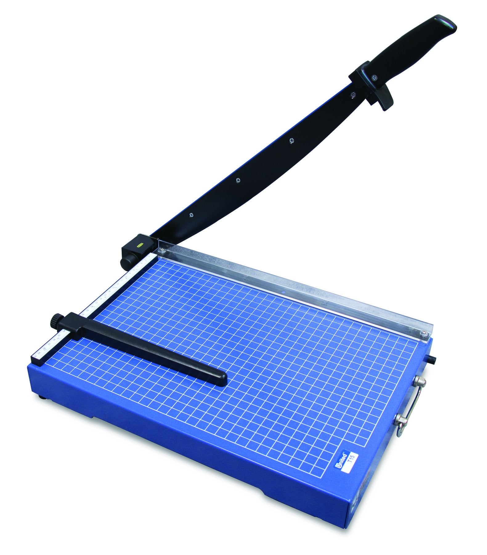United T15 Commercial-Grade Guillotine Paper Trimmer, Sturdy Metal Base, 15' Cut Length, 15 Sheet Capacity, Blue