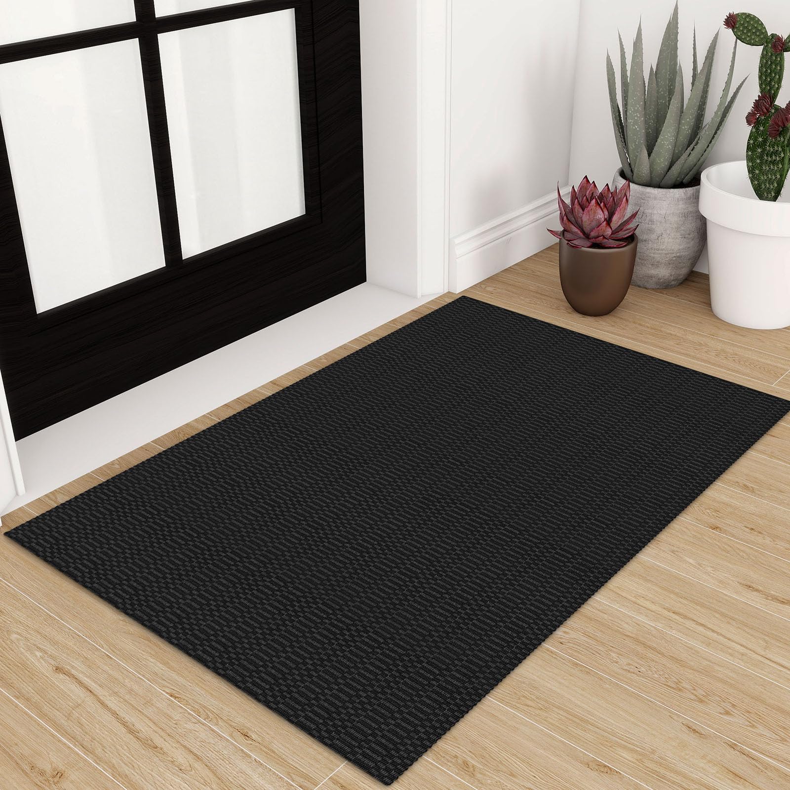 KOZYFLY Washable Area Rug 2x3 Ft Small Entryway Rug Indoor Door Mat Throw Rugs with Rubber Backing, Braided Cotton Floor Carpet 