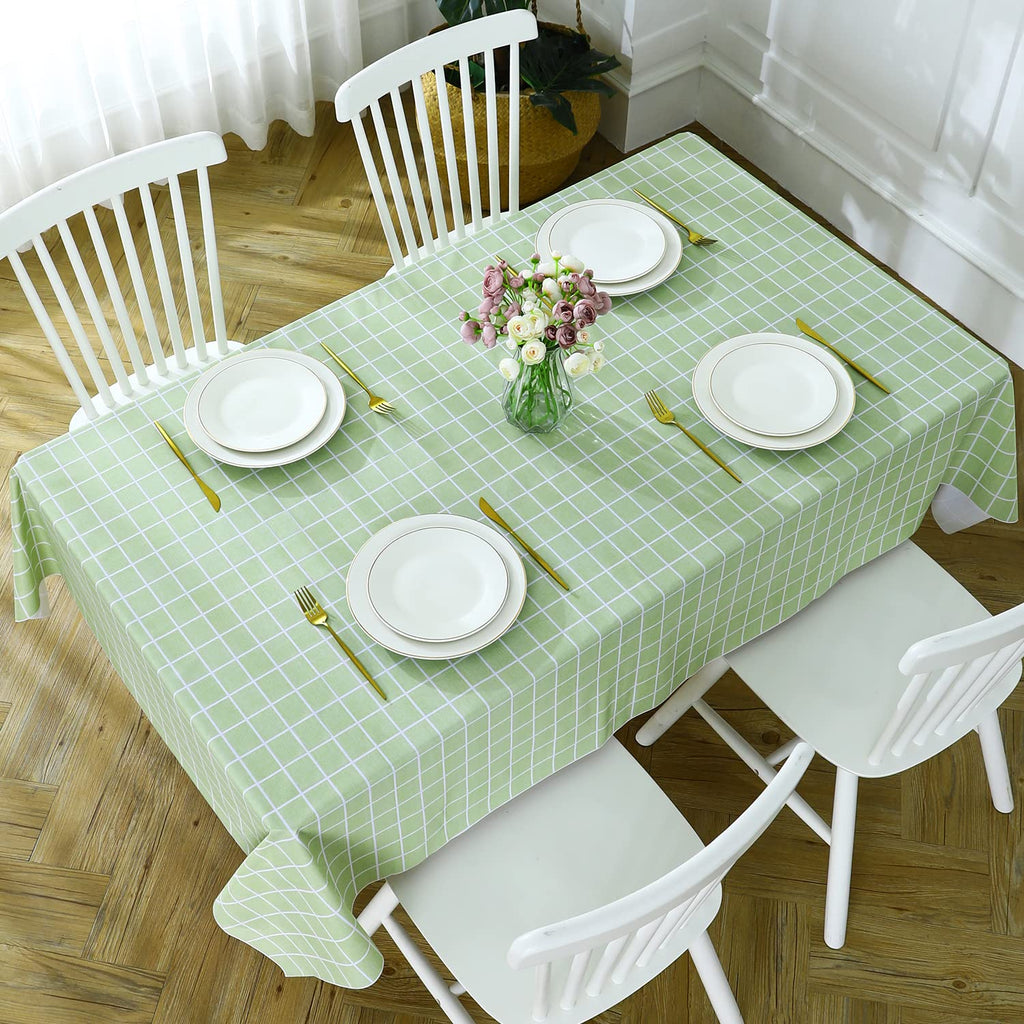 Romanstile Rectangle Plastic Tablecloth, 100% Waterproof Oil-Proof Checkered Pvc Table Cloths, Heavy Duty Vinyl Table Covers For Dining, Camping, Picnic, Outdoor - 54 X 78 Inch, Green