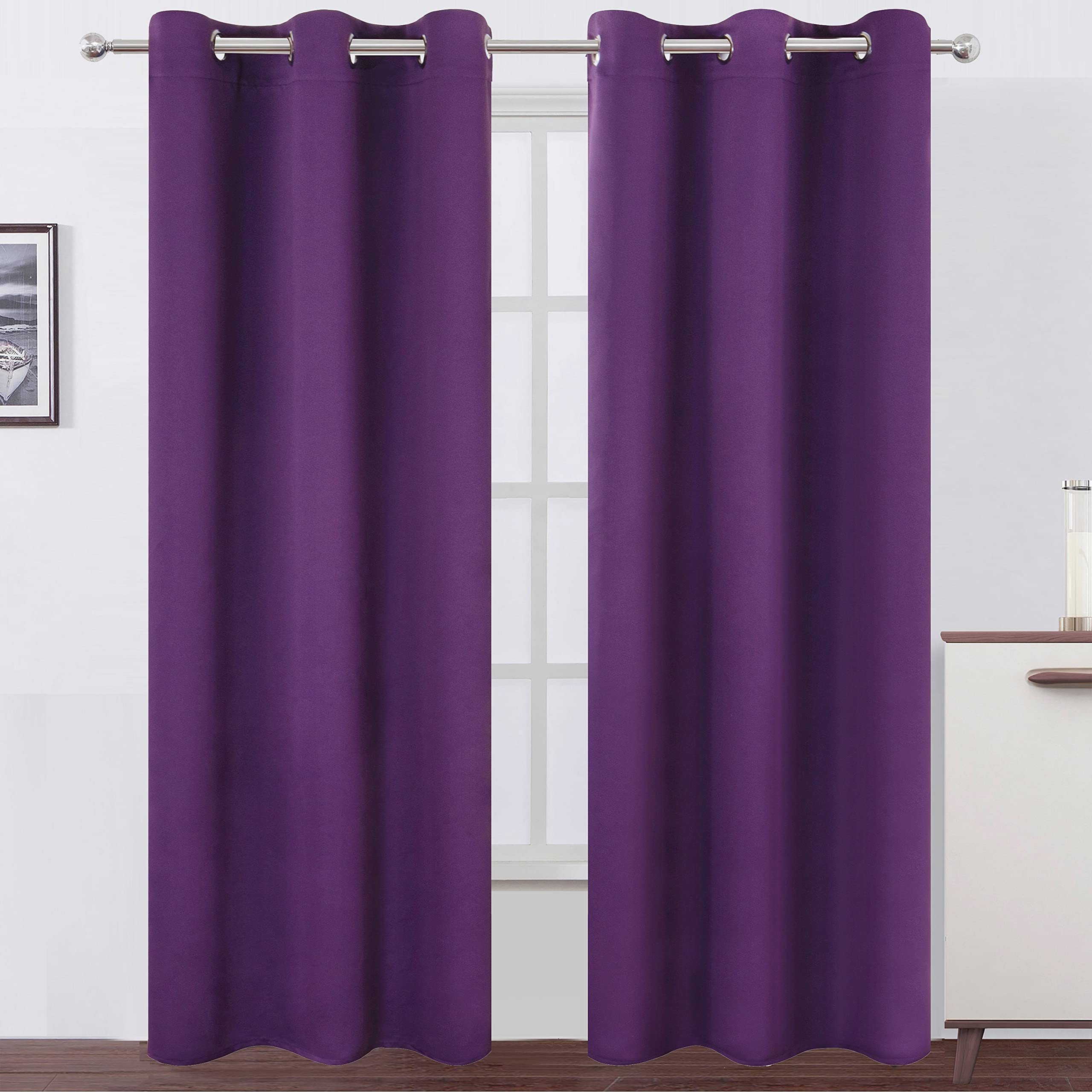 Lemomo Purple Thermal Blackout Curtains/42 X 95 Inch/Set Of 2 Panels Room Darkening Curtains For Bedroom