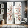Ambesonne Birds and Nature Curtains, Autumnal Composition of Muted Leafy Floral with Sparrowbird, Window Treatments 2 Panel Set 