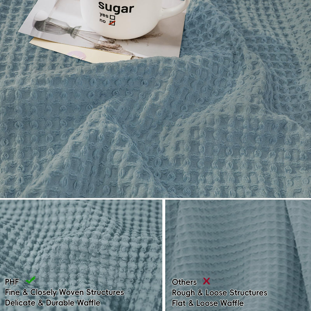 Phf 100% Cotton Waffle Weave Euro Shams 26' X 26', No Filling, 2 Pack Elegant Home Decorative Euro Throw Pillow Covers For Bed Couch Sofa, Ocean