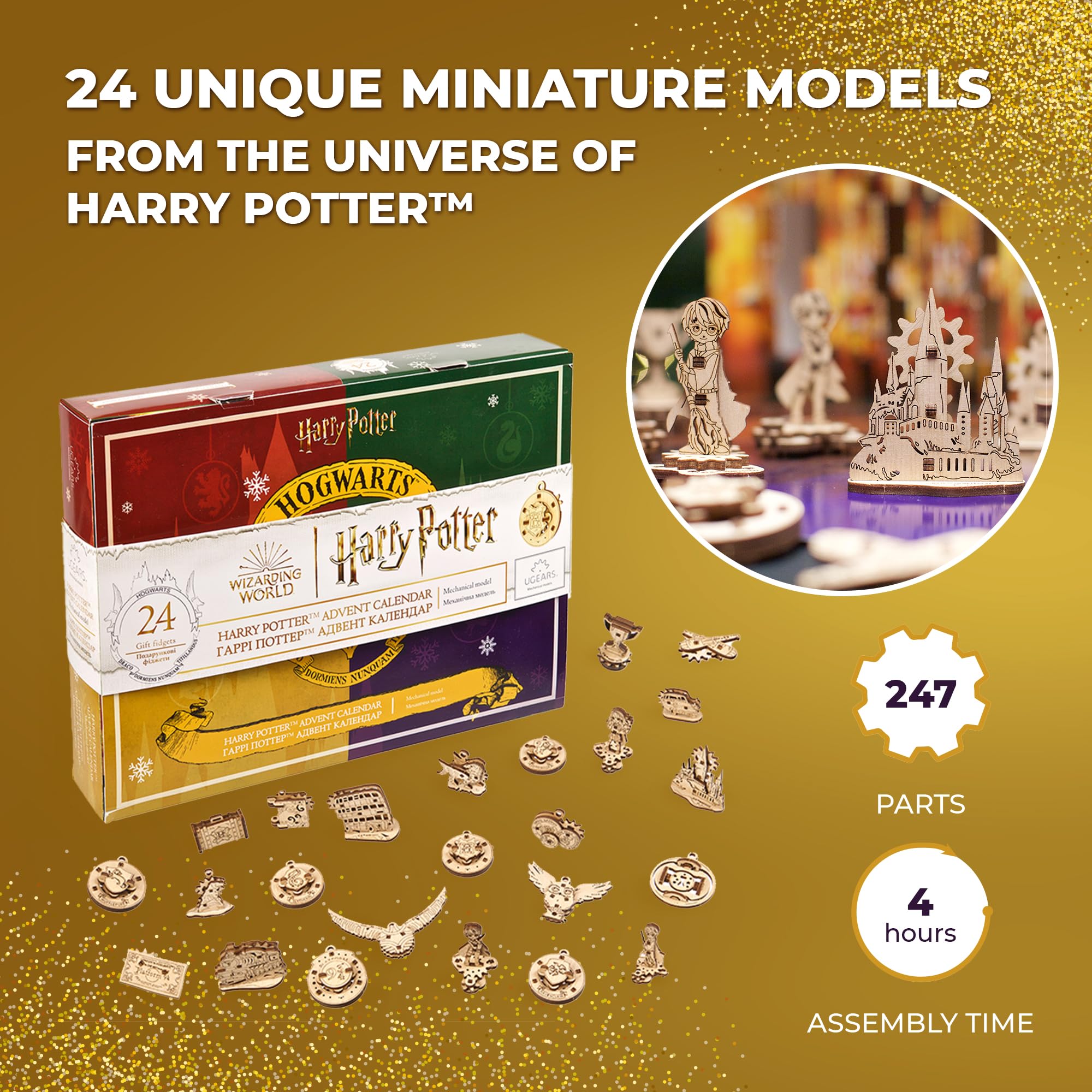 Ugears Harry Potter Advent Calendar 2023 - Christmas Countdown Fidget Advent Calendar With 24 Fidget Model Wooden Models To Buil