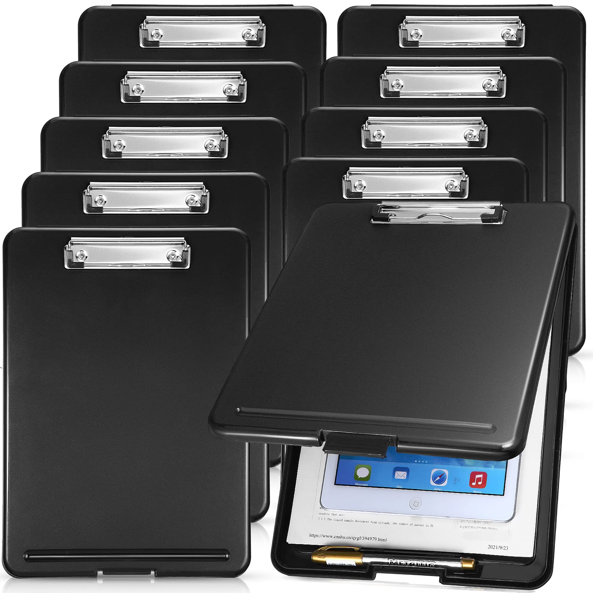 10 Pieces Clipboard With Storage Plastic Storage Clipboard Nursing Clipboard Foldable Clip Board With Low Profile Clip For Home