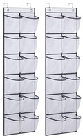 MISSLO Over The Door Shoe Organizer 12 Large Mesh Pockets Hanging Narrow Closet Door, White, 2 Pack