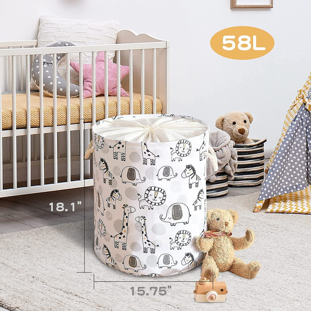 Inough Kids Laundry Basket Extra Large Baby Hamper For Nursery, 58L Kids Hamper Toddler Room Essentials, Waterproof Canvas Cloth