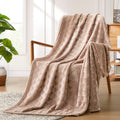 Excervent Soft Fleece Throw Blanket (50X70 Inches, Khaki) Lightweight Champagne Flannel Blankets With Decorative Triangle Diamon