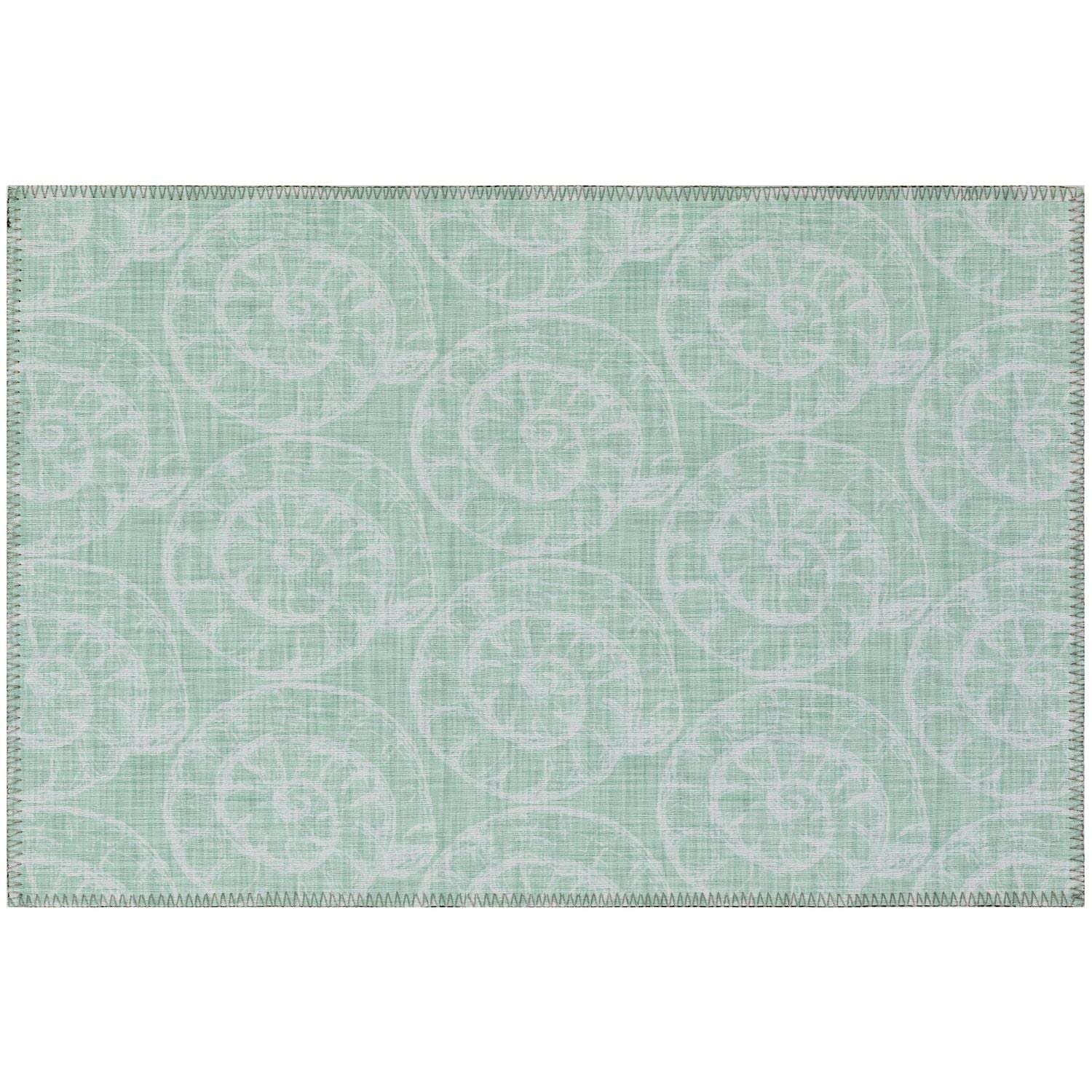 Seabreeze Sz11 Green Coastal Rug Rectangle 5' X 7 ' 6"