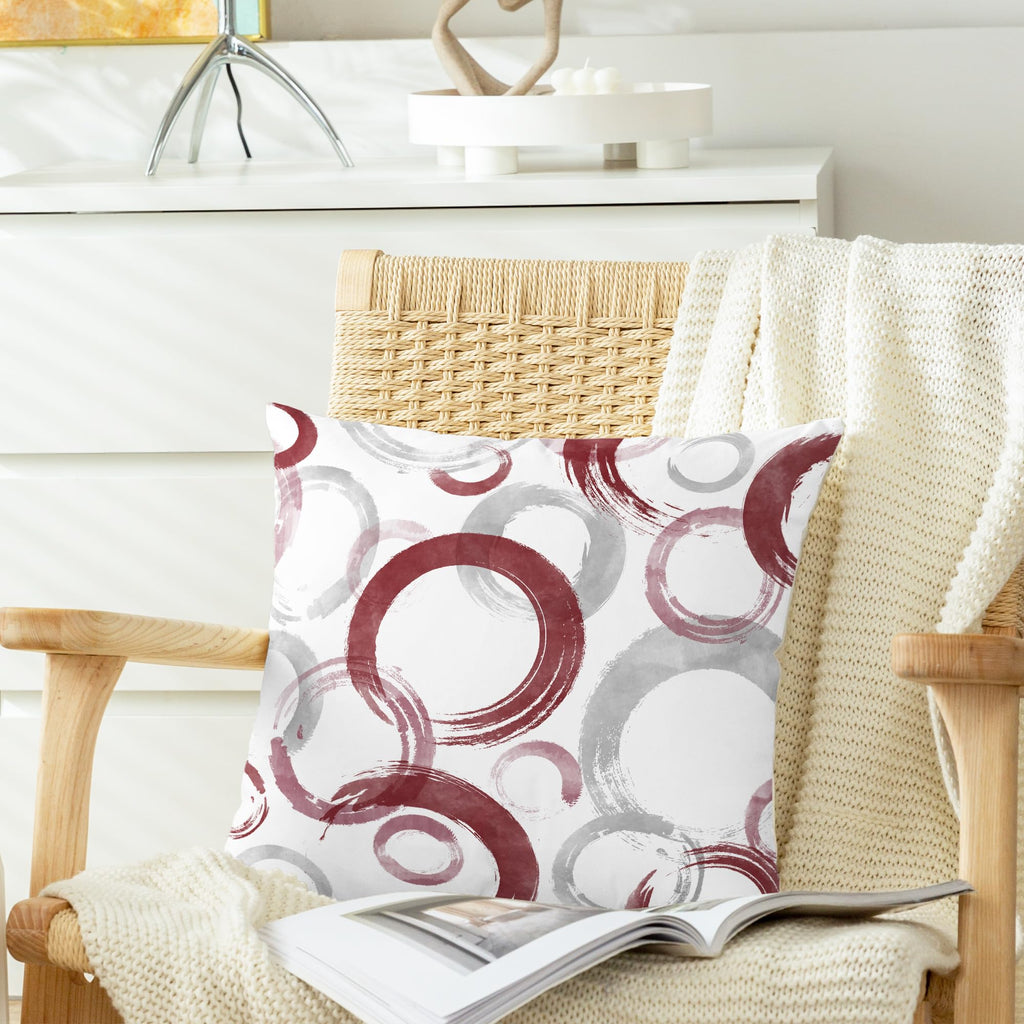 Calitime Throw Pillow Cases Pack Of 2 Cozy Fleece Ink And Wash Geometric Circles Rings Decorative Cushion Covers For Couch Bed S