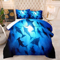 Ninenine Boys Blue Comforter Set Twin Size For Kids Teens,Shark Bedding Fish Ocean Dolphins Bed Sets With 1 Comforter 1 Pillowca