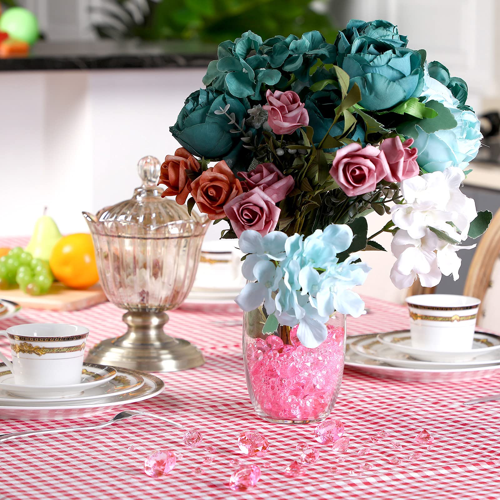 Hicarer 800 Pieces Diamond Decorations Acrylic Diamond Table Scatter Crystals For Table For Vase Fillers Party Table (Pink, 30Mm