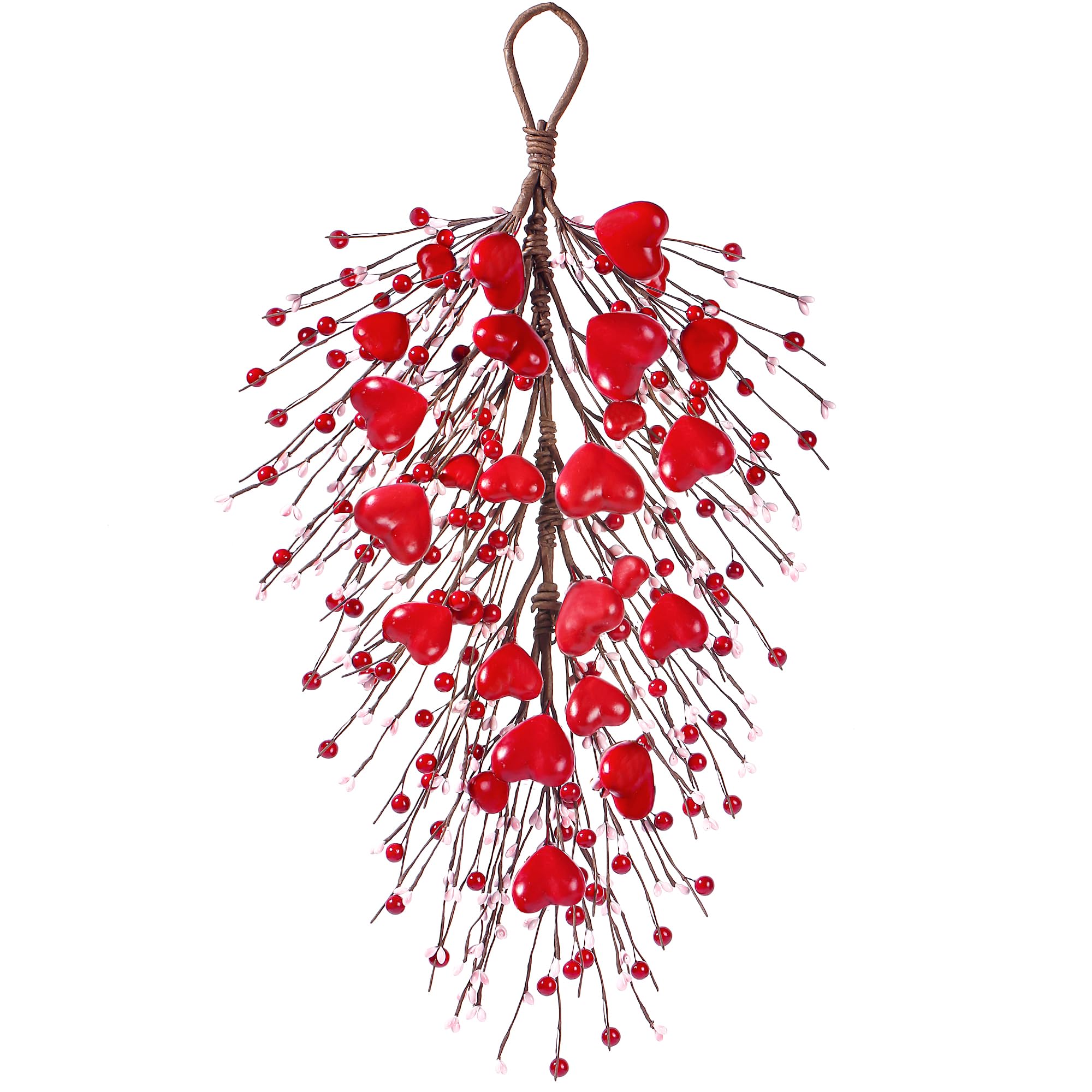 Sggvecsy 24 Valentines Day Swag Artificial Heart Shaped Teardrop Swag Heart Wall Hanging Teardrop Door Swag Spring Summer Heart 