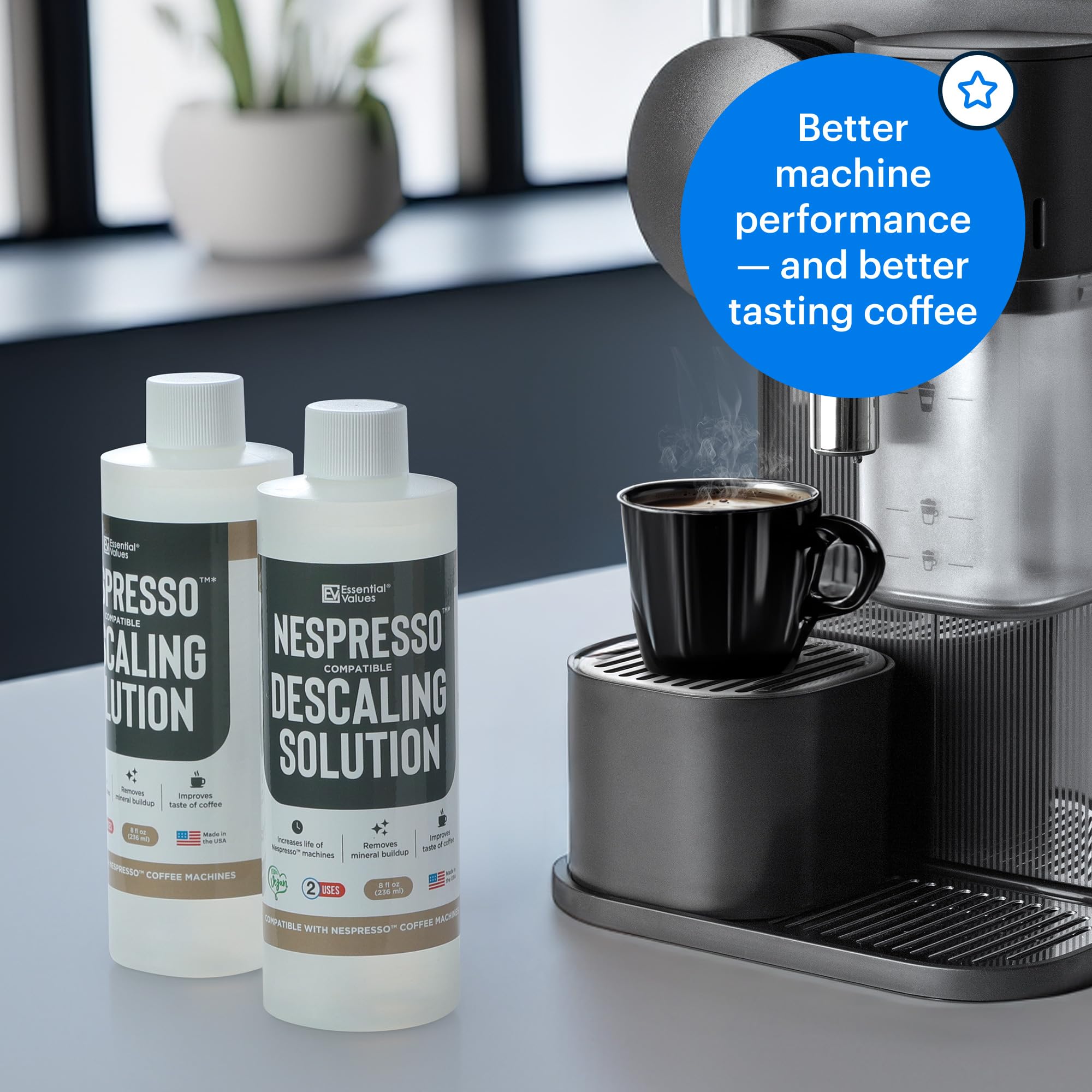 Essential Values Descaling Solution Compatible With Nespresso - Coffee Pot Cleaner And Descaler - Liquid Specially Formulated To