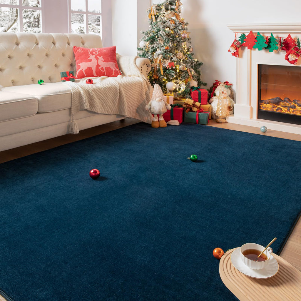 Przemy Washable Area Rug For Bedroom Living Room, 4X6 Feet Navy Blue Memory Foam Rugs, Super Soft Modern Indoor Carpet For Kids