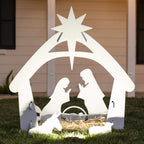 Best Choice Products 4Ft Outdoor Nativity Scene, Weather-Resistant Decor, Christmas Holy Family Yard Decoration, Water-Resistant Pvc - White