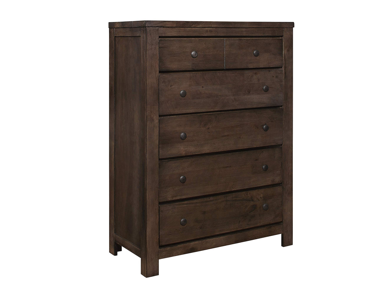 Wallace & Bay Bonilla Chest with Rustic Finish and Six Drawers, Gray Brown