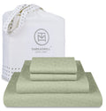 Threadmill 500 Thread Count Queen Size 4 Pc Luxury Cotton Bedding Set, Jacquard Floria Sage Green, Silky Smooth Sheets with 16''